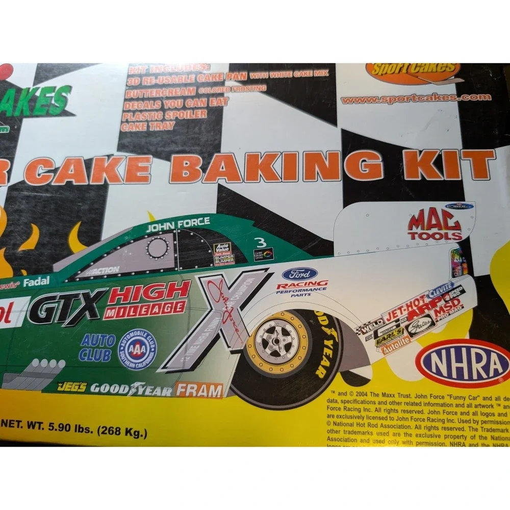 Drag Race Cakes, NHRA Race Car Baking Kit John Force Racing Cake Pan